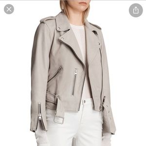 Allsaints Balfern Leather Jacket in Light Gray